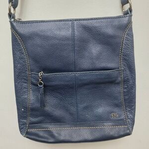 The Sak Navy Blue Leather Crossbody Bag Adjustable Strap Shoulder Bag Purse